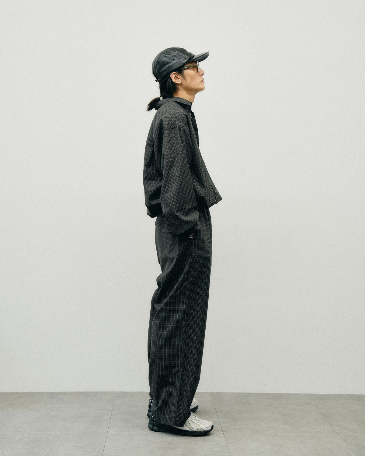 MERINO WOOL CHECK SLACKS 着用ルック